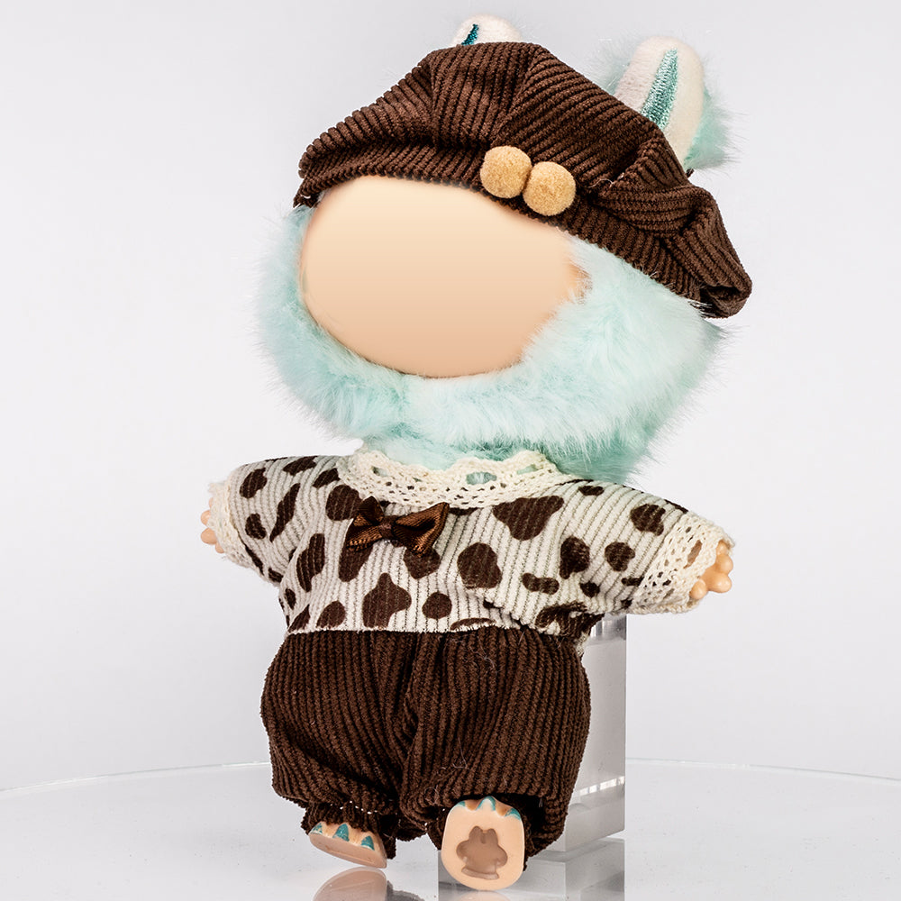 Vintage Charm Outfit – Soft Corduroy Pants, Top with Lace & Cute Cap