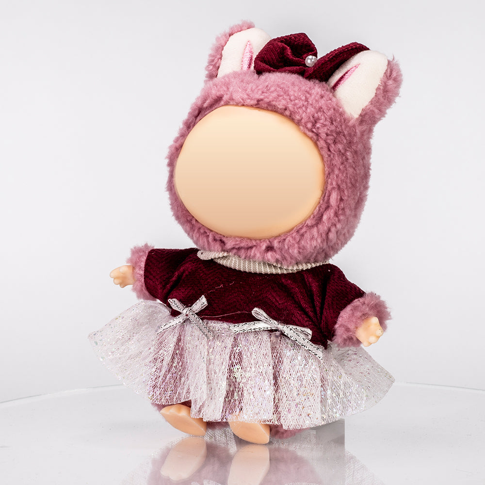 Piros–Fehér Hercegnő Szett – Bársony & Tüll Ruha + Hajmasni