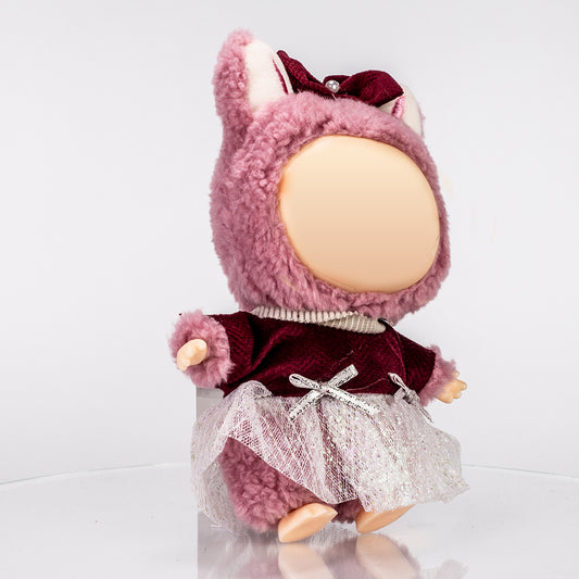 Piros–Fehér Hercegnő Szett – Bársony & Tüll Ruha + Hajmasni